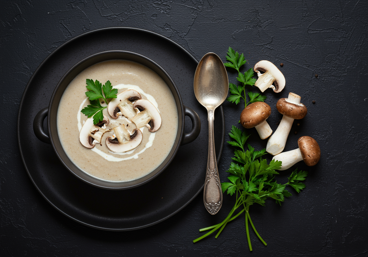 Soups: Mushroom Soup Still Life