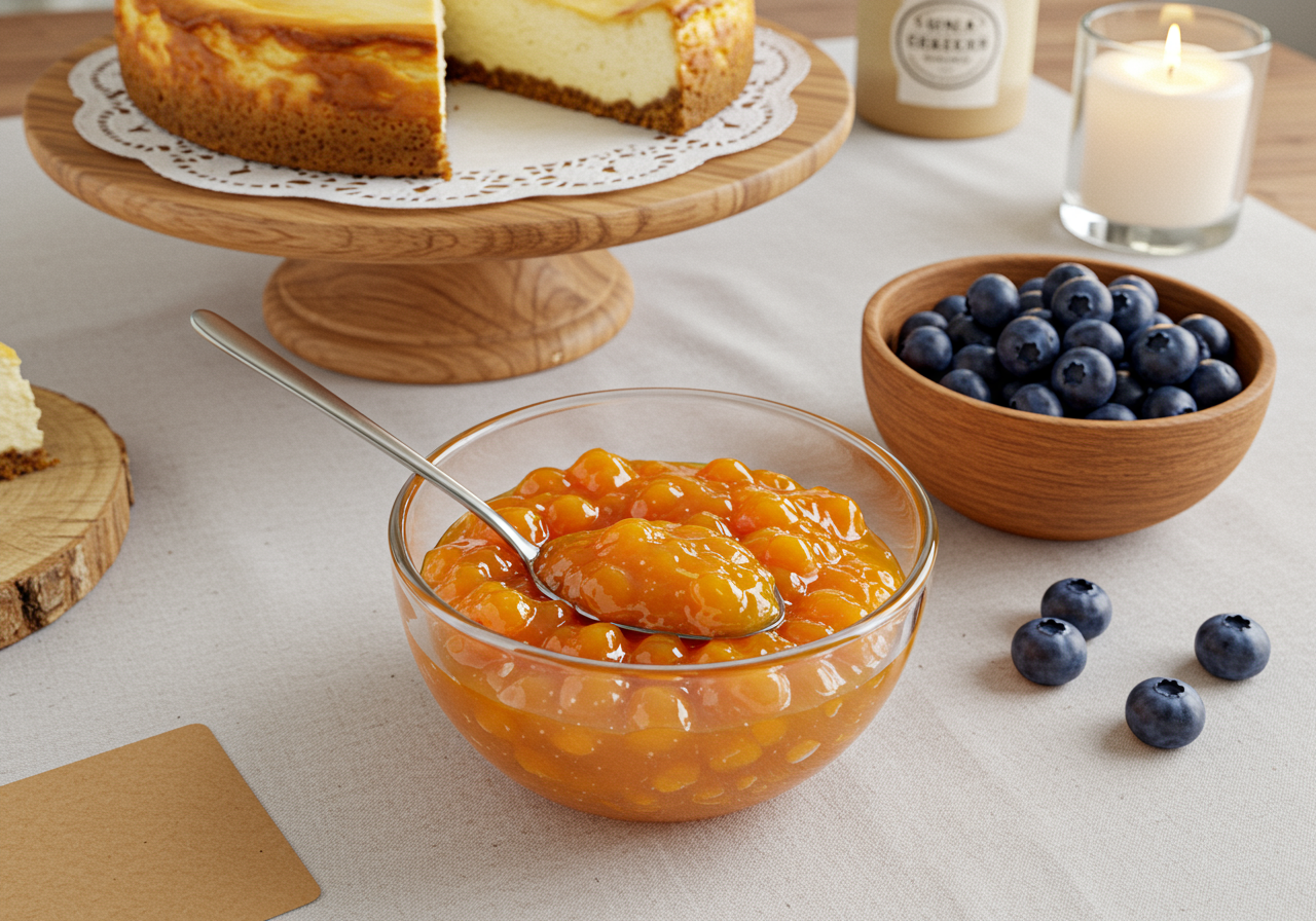 Fresh cloudberries and blueberries set on a table for wedding guests.
