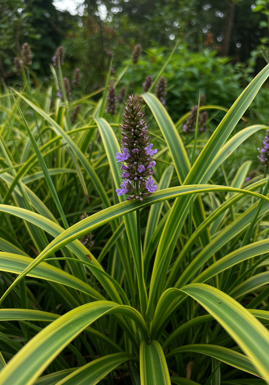 liriope purple flowers grass-like leaves