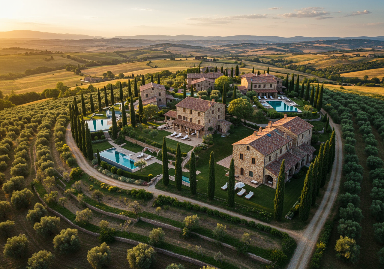 The exterior of Rosewood Castiglion del Bosco.