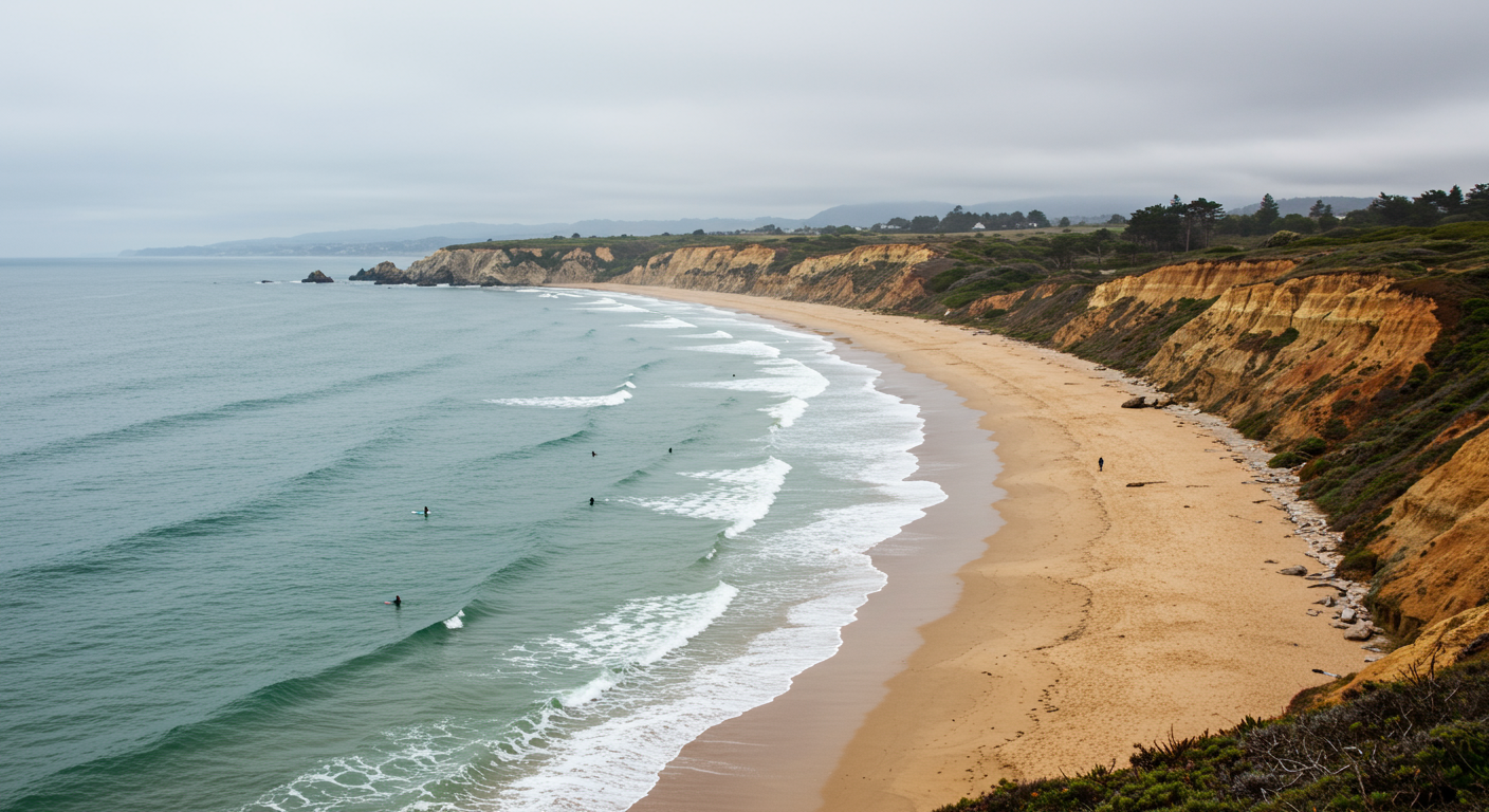 View of coastline and ocean along Solana Beach