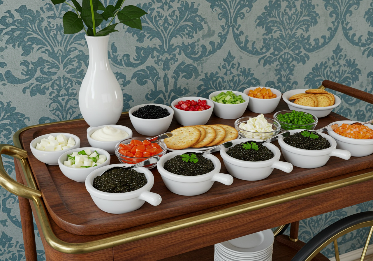 Rolling in the roe with a caviar cart. 