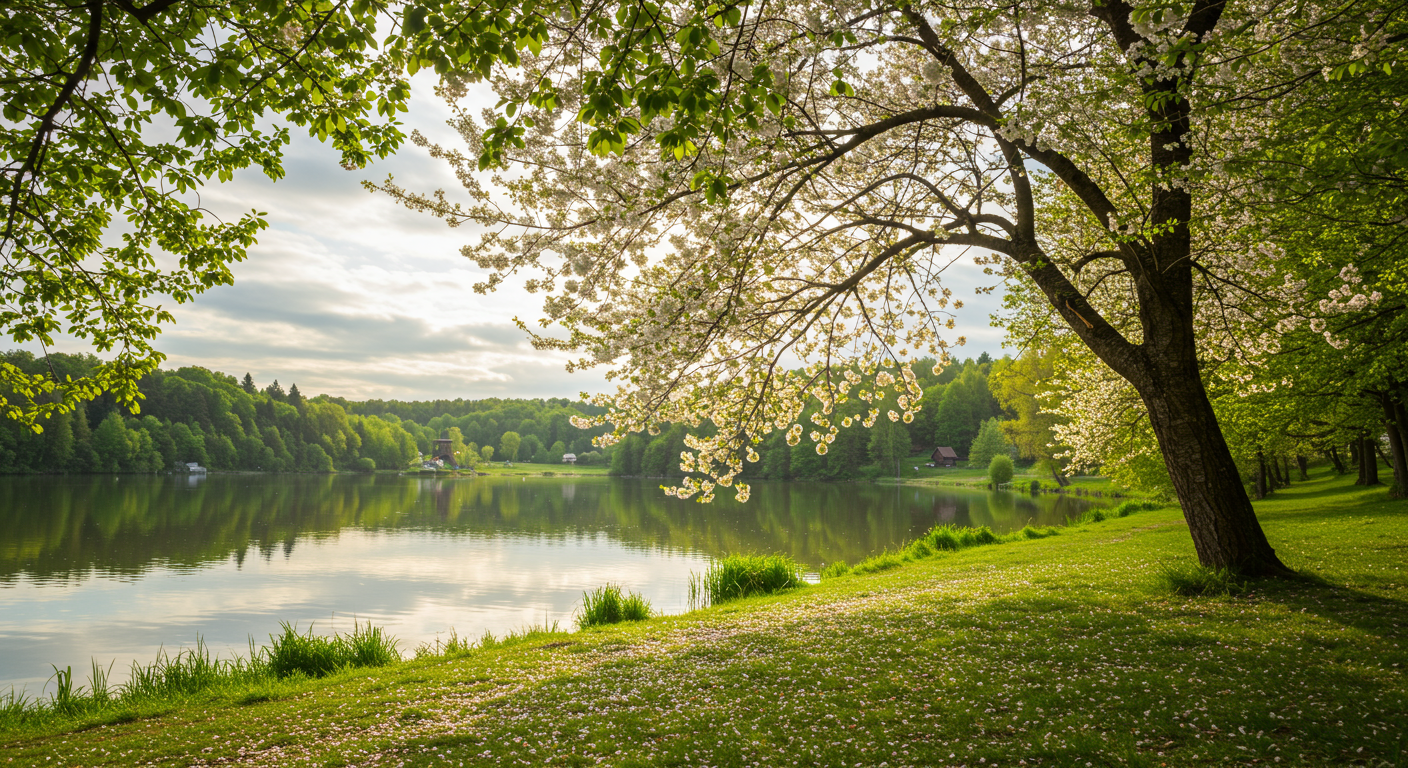 lake with trees and mountains