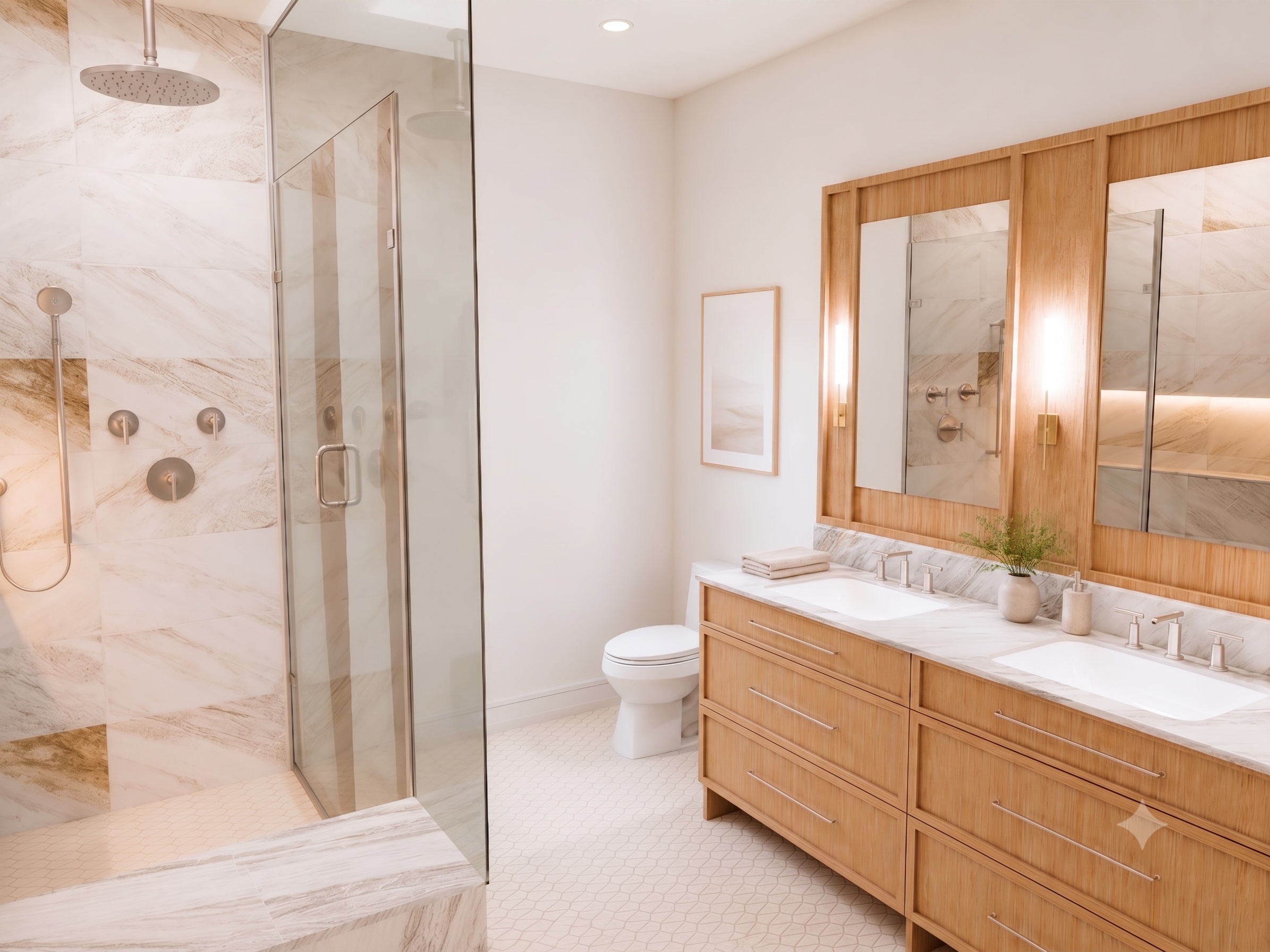 Primary en suite bathroom at Cedar Commons