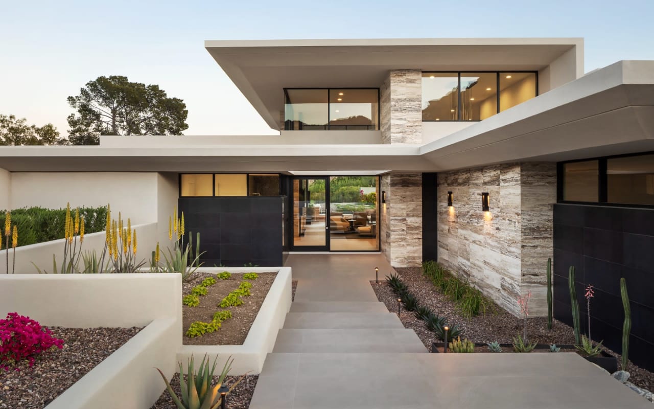 Ultra modern home with rammed earth walls