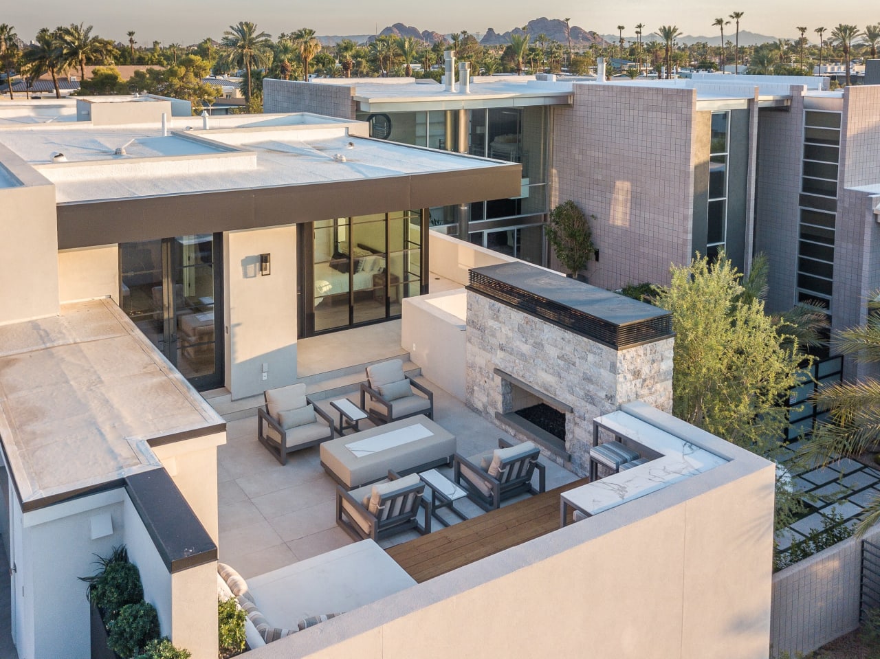 View from rooftop in luxury modern home in Old Town Scottsdale