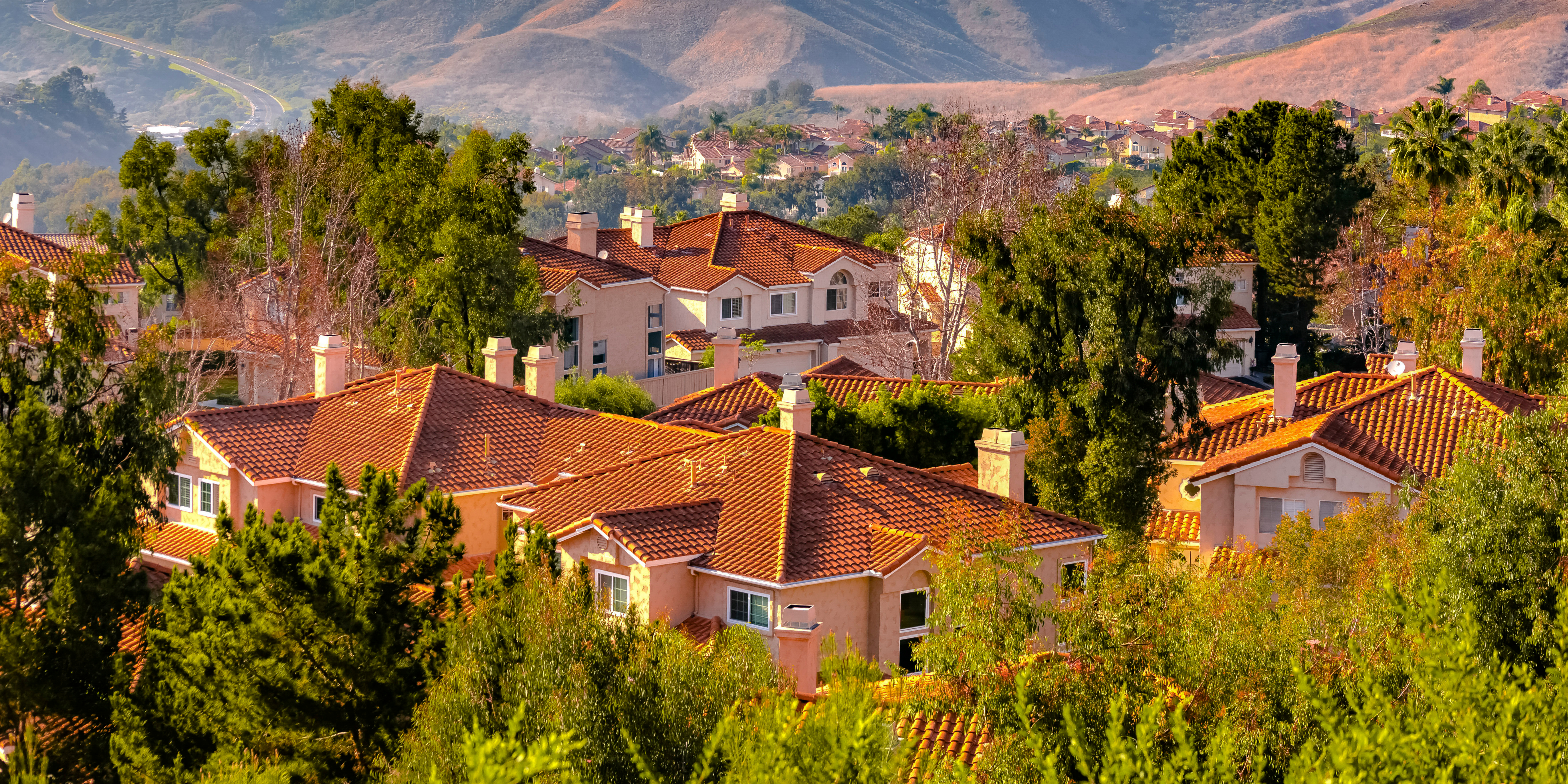 Aerial photograph of San Clemente hillside homes