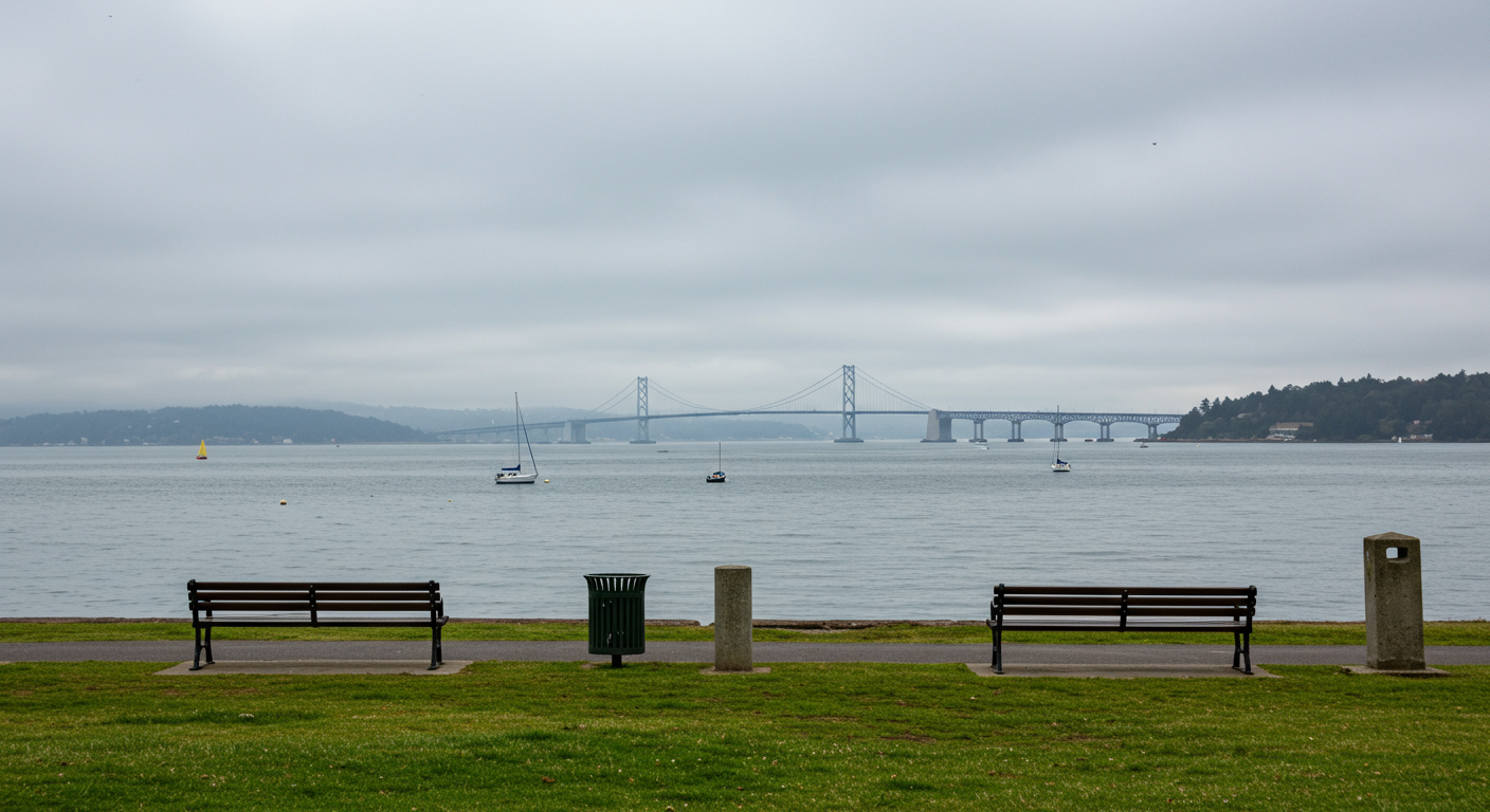 Golden Gate Bridge in the distance from Tiburon, California