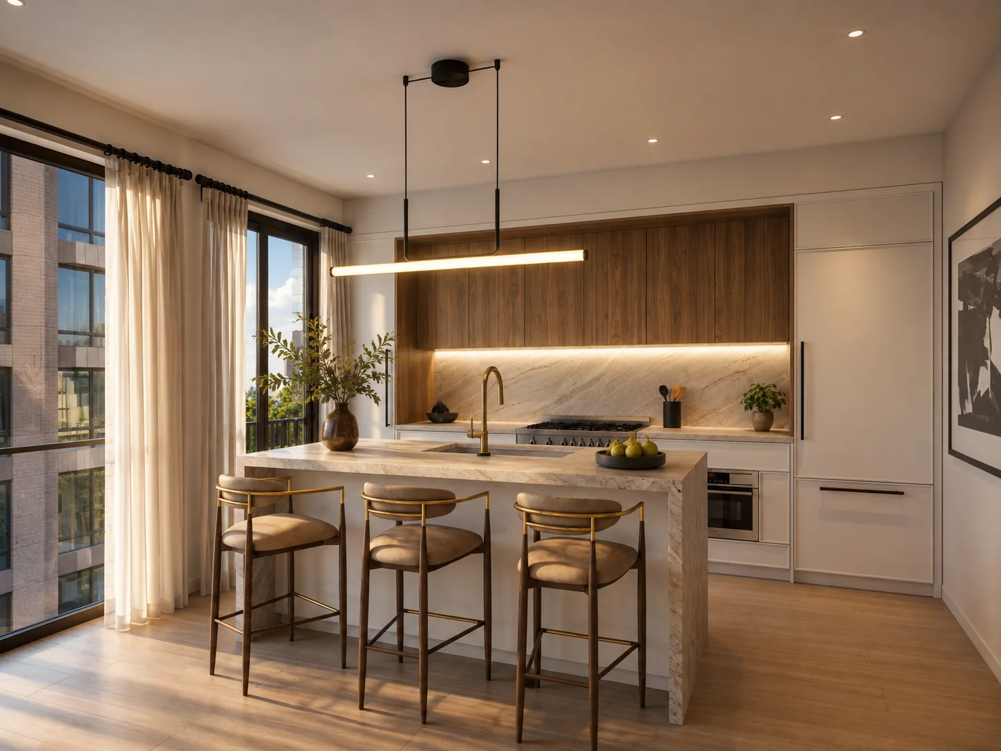 Kitchen at The Perrin — architectural rendering