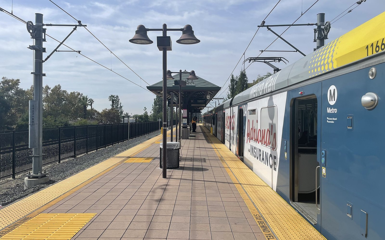 Metro train and boarding platform at APU/Citrus College station in Azusa