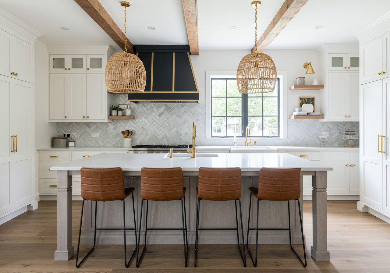 Kitchen with herringbone design