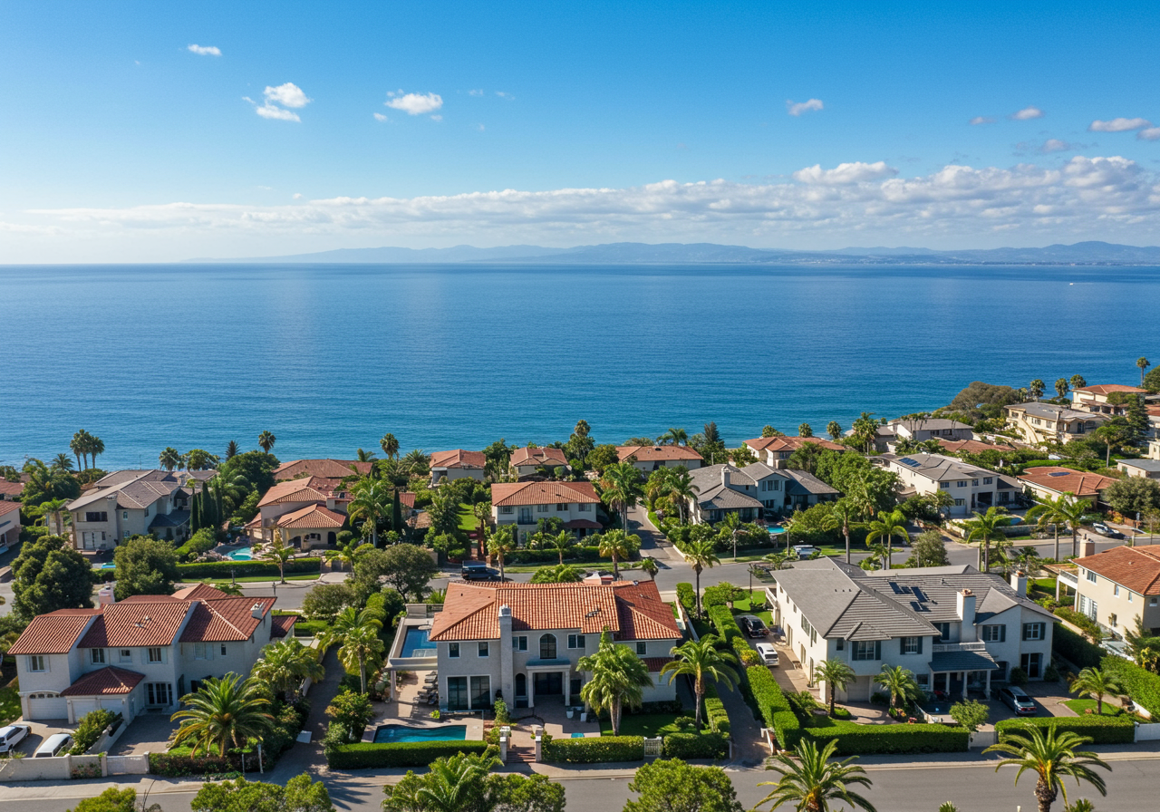 Aerial view of 724 Davis Way in Laguna Beach with ocean views