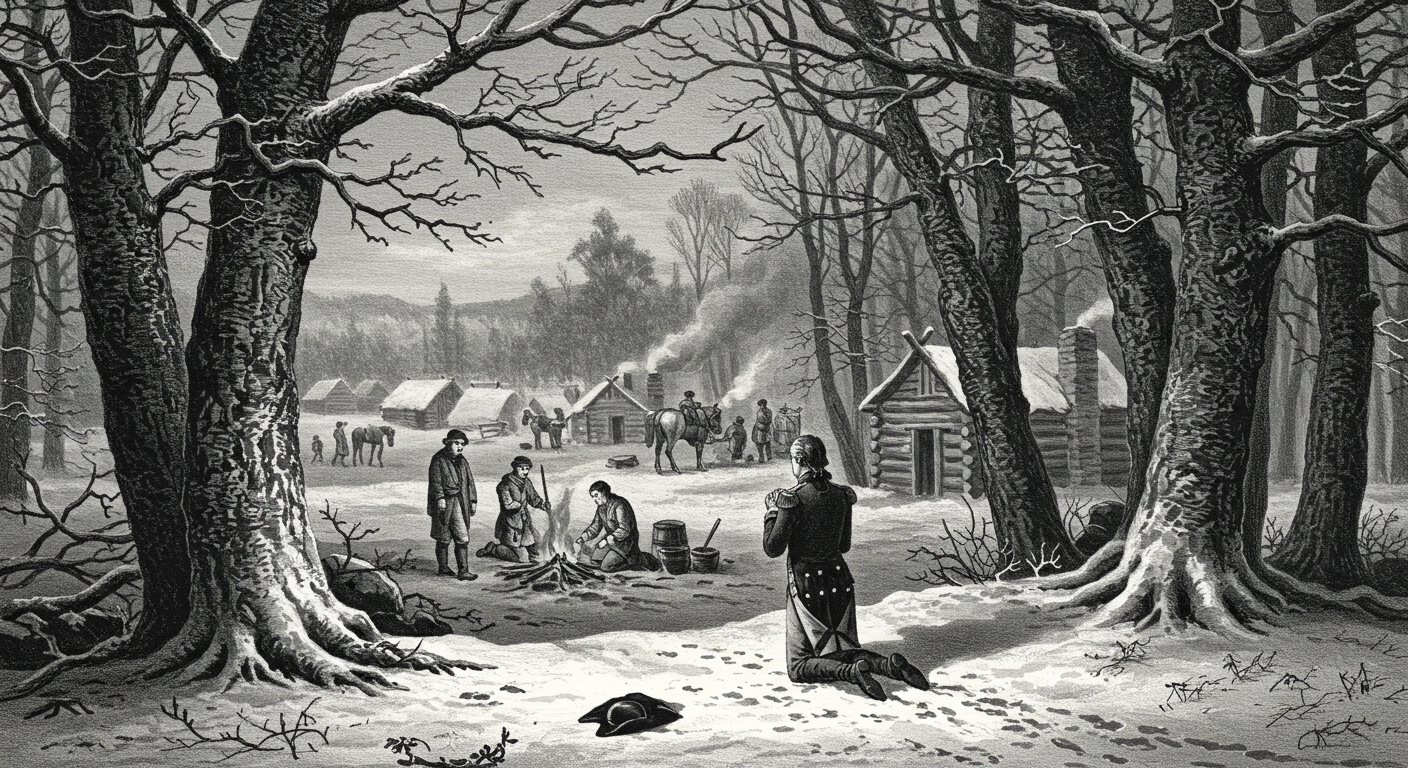 Vintage image of George Washington praying