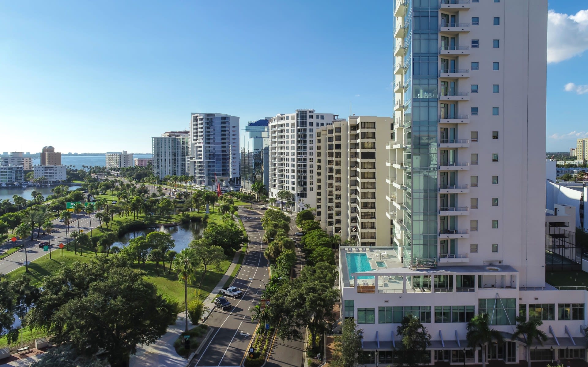 Luxury high-rise condos in a beautiful coastal city 