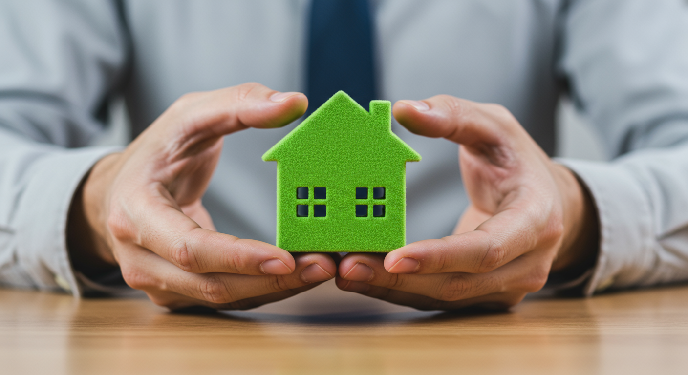 Man Hands Holding Eco House