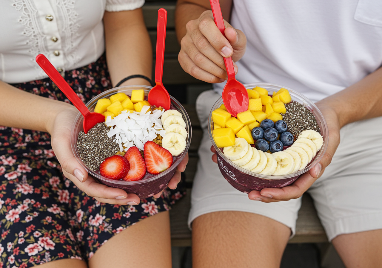 people holding acai bowls with fruit on top best restaurants in laguna niguel