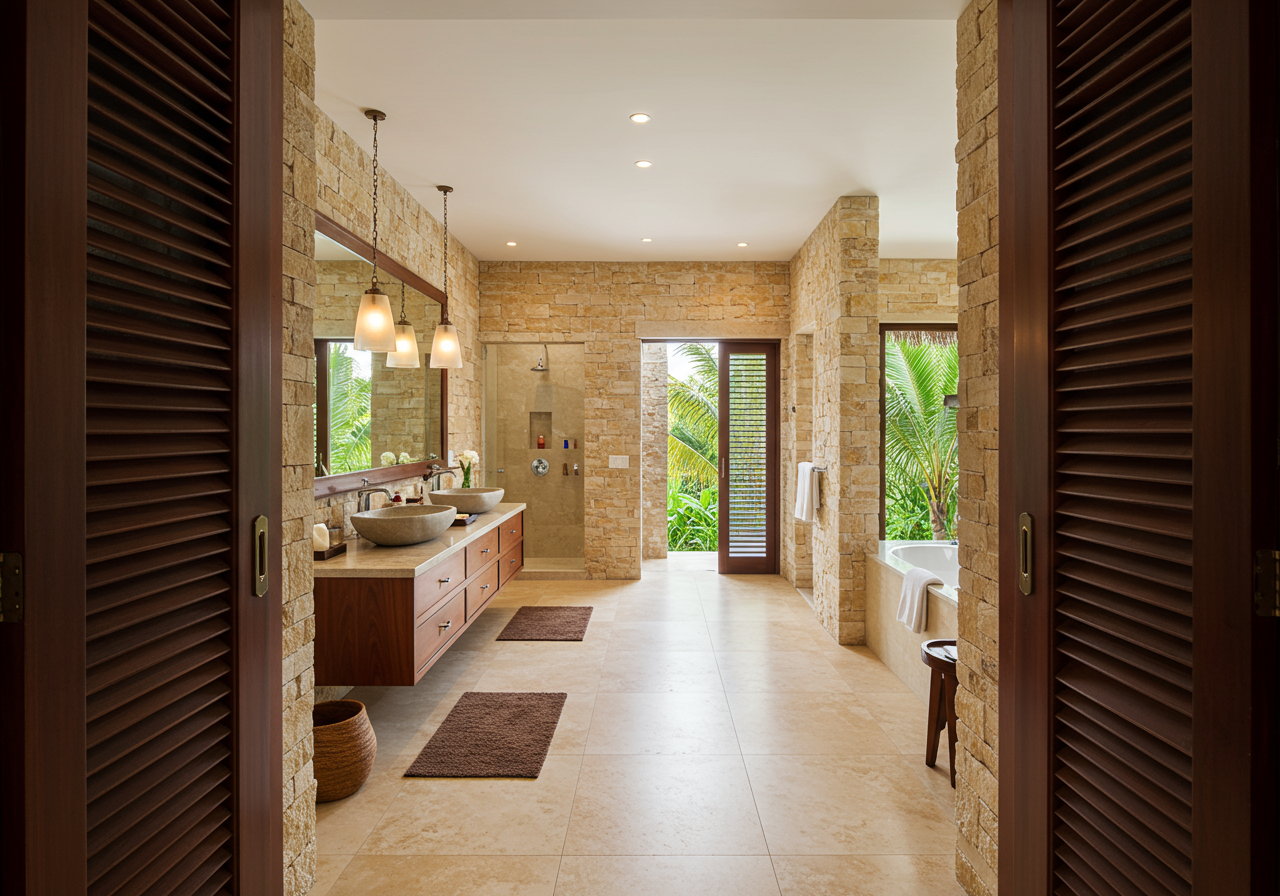bathroom at Balinese-style estate in Launiupoko maui