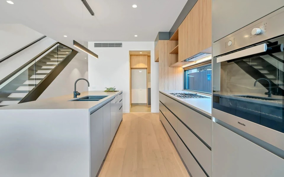 Clean and modern galley kitchen in Spokane.