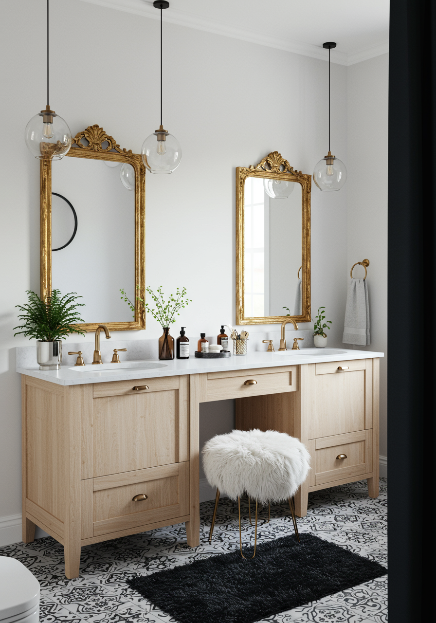 Another option West suggests is choosing more than one tile for the room, such as a bold print for the floor and a complementary one for the walls.&nbsp;