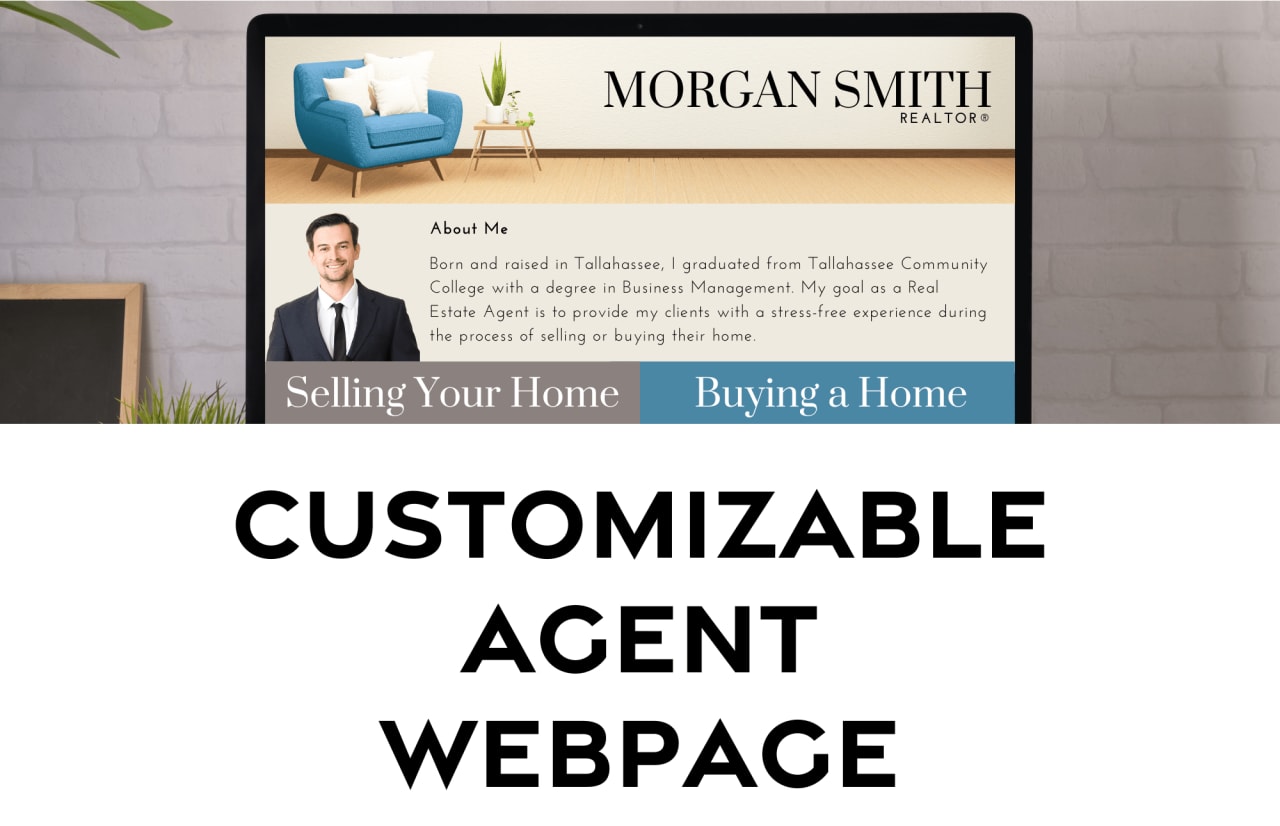 A customizable webpage for real estate agents, indicating a service for creating personalized web pages for agents. 