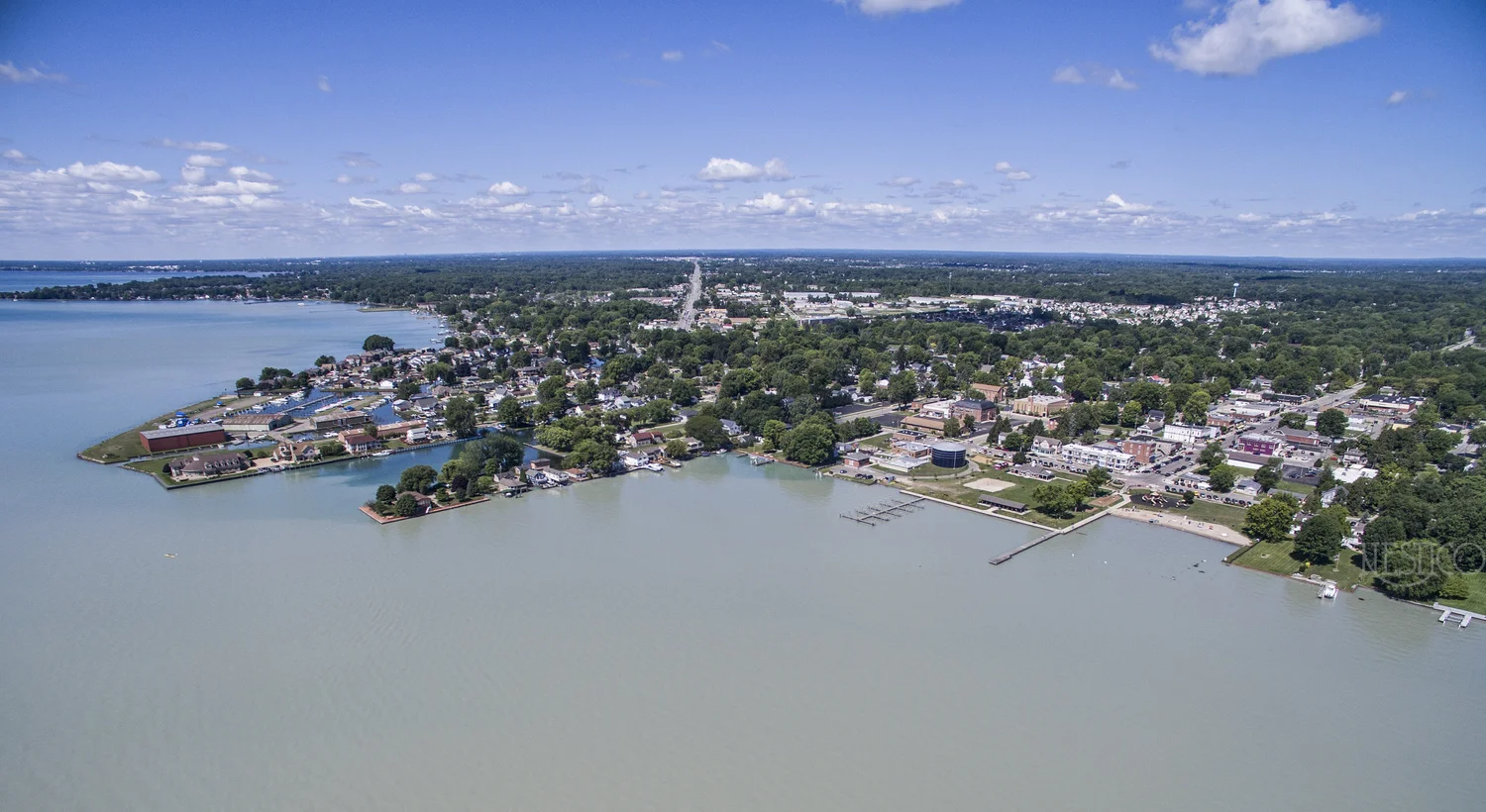 Aerial view of New Baltimore and Anchor Bay waterfront
