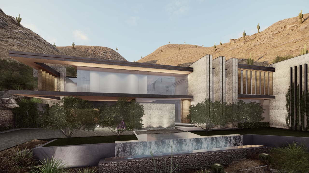 Ultra modern luxury home on hillside lot in canyon