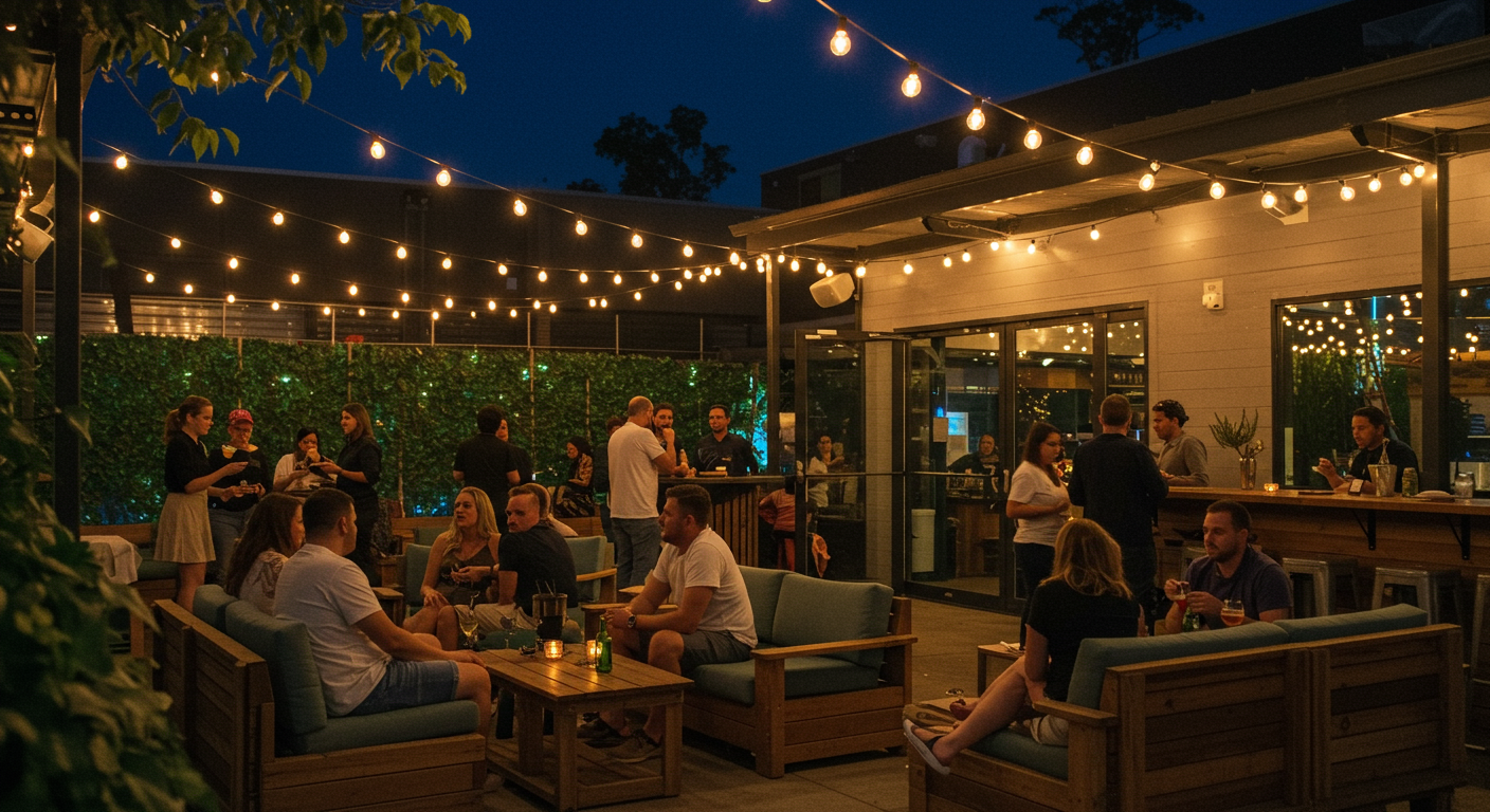patio outside of el thrifty at optimist hall