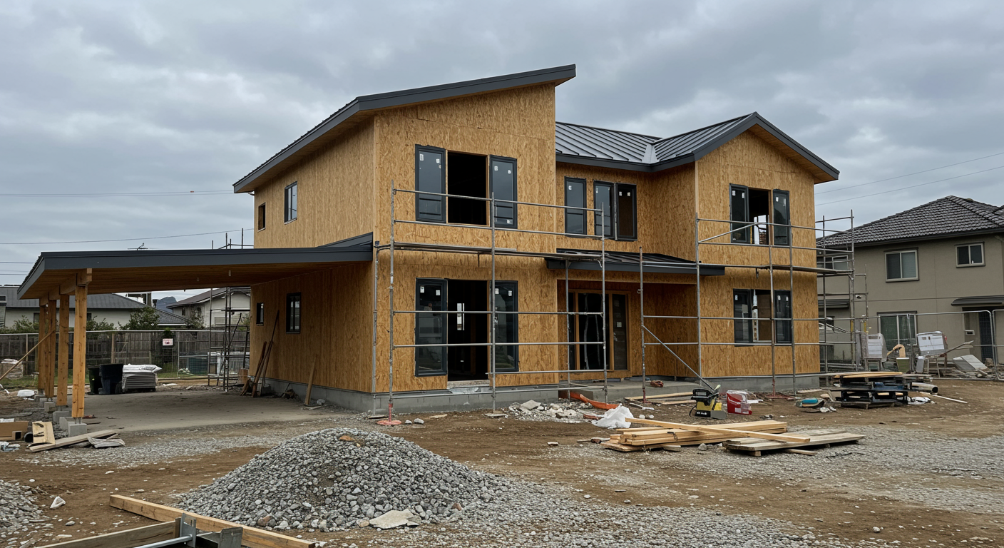 Building energy efficient passive wooden house.