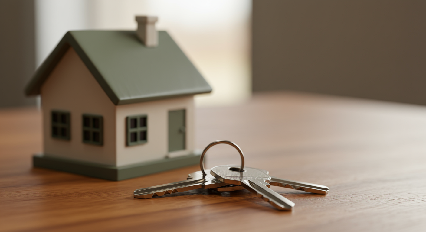 A house model with keys in front of it