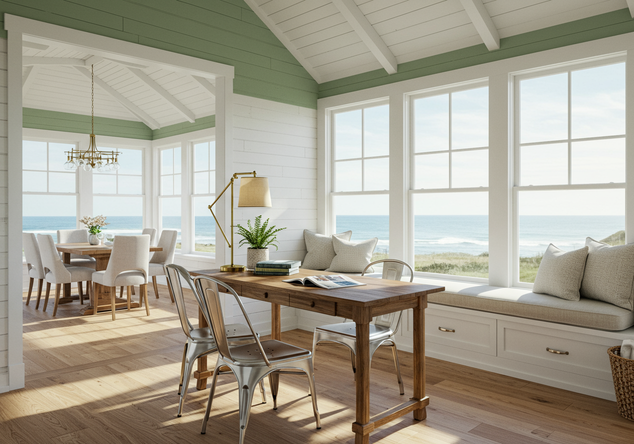 home office with large windows 