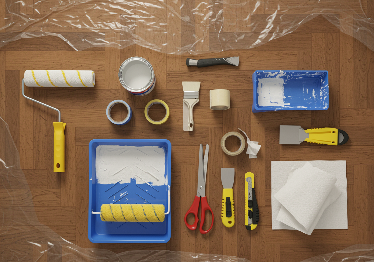 view directly above painting tools