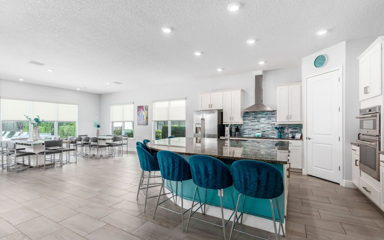 A bright and spacious kitchen and dining area in a rental home.