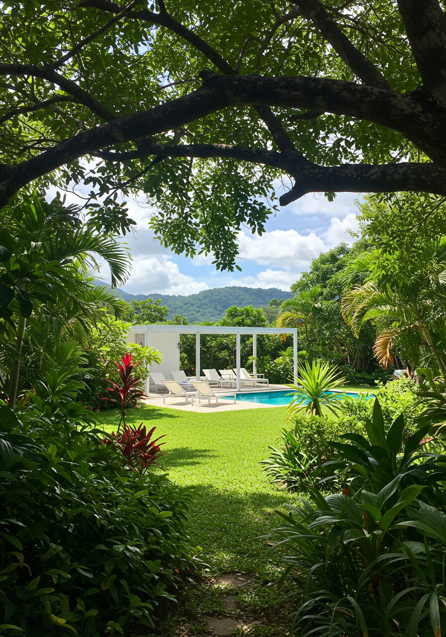 view of pool and tropical landscaping in honolulu oahu