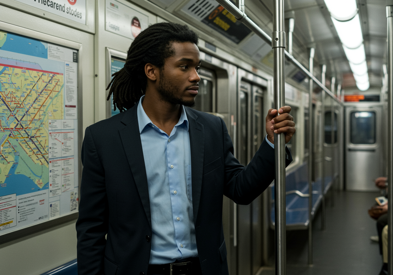 A man in the subway train