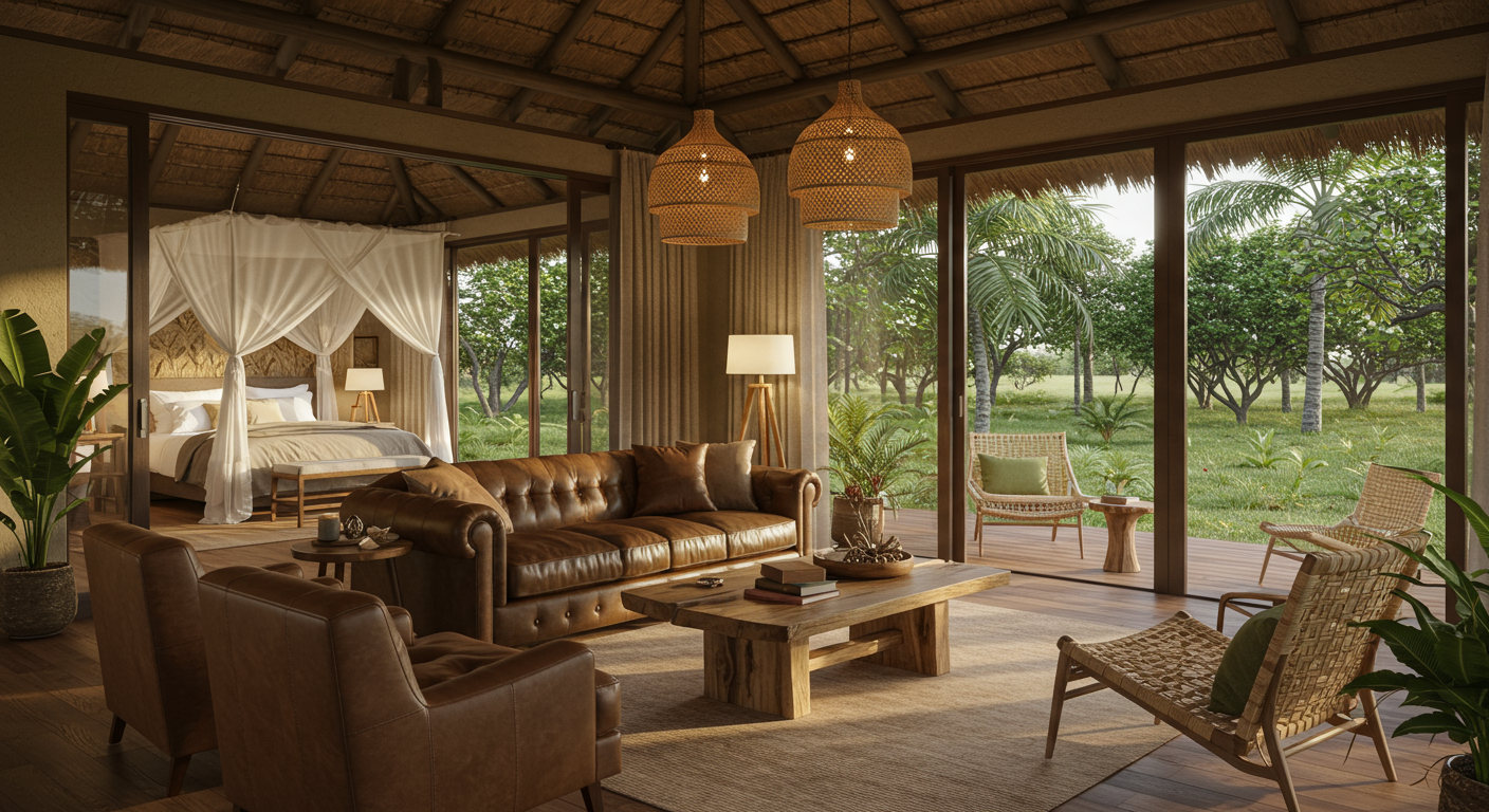 Inside the 2024-opening Atzaró Okavango in Botswana.