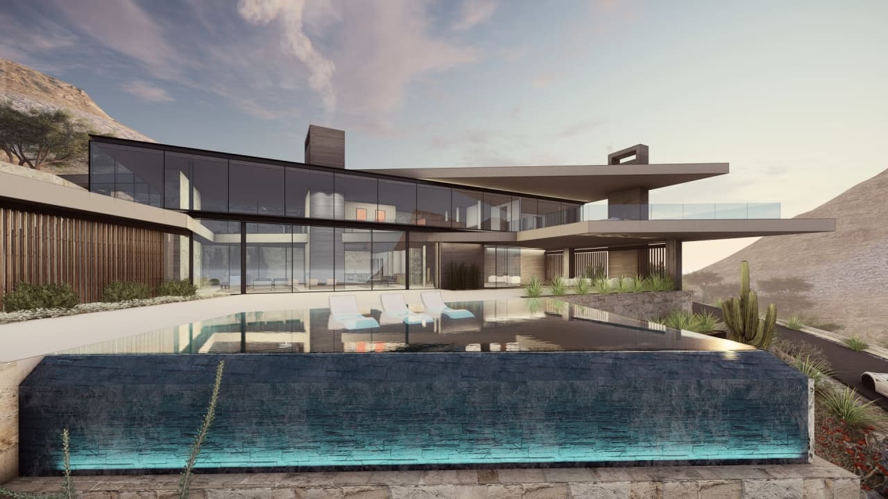 Ultra luxury modern hillside home with negative edge pool