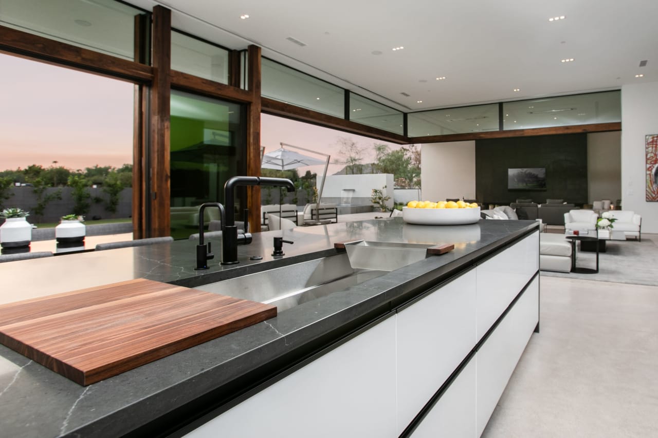 Luxury home with modern kitchen and black accents