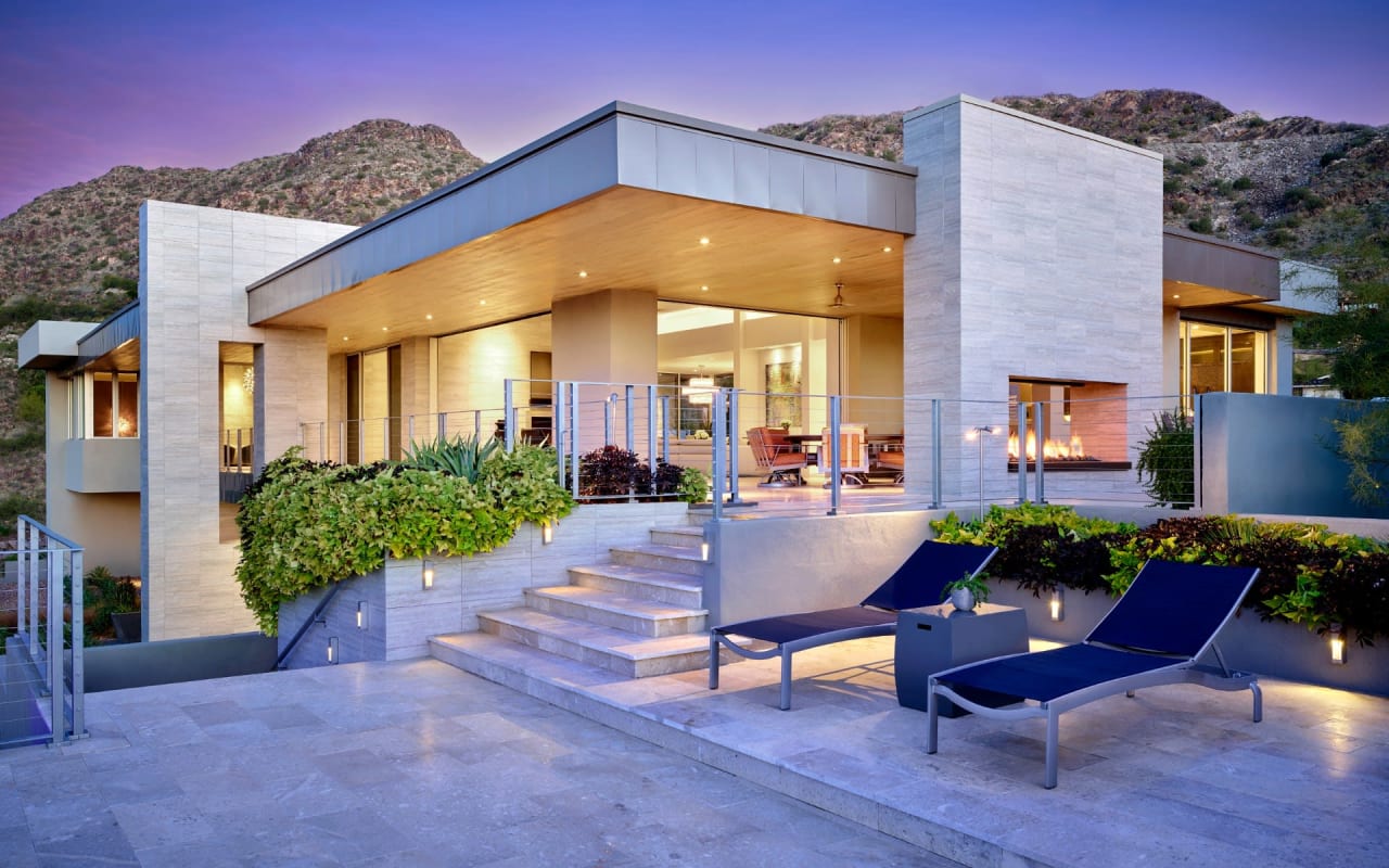 Custom luxury modern estate with desert views