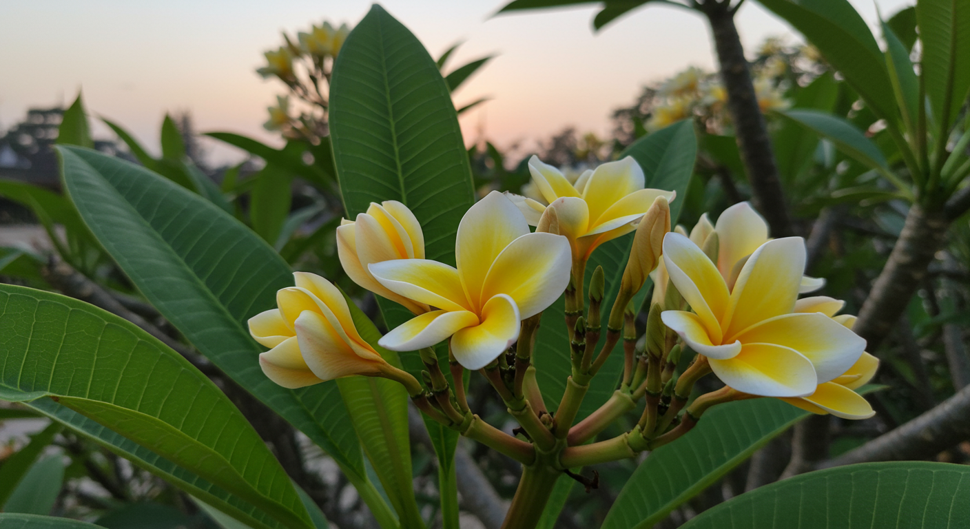 close up of plumeria flowers in hawaii