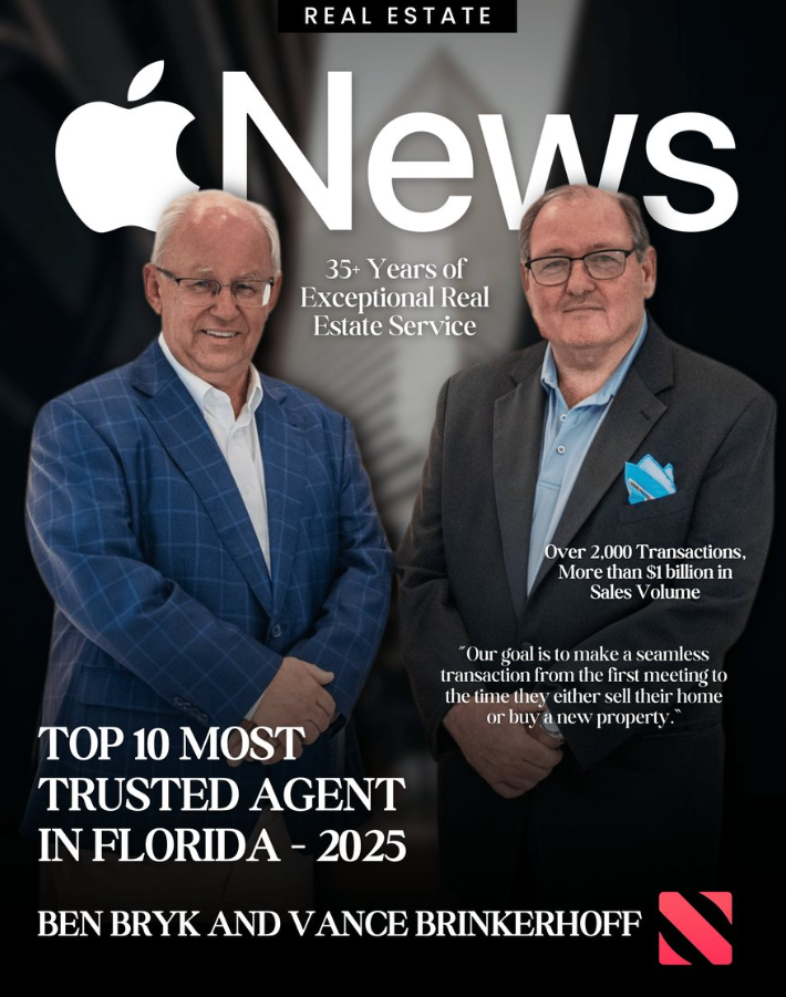 Ben Bryk and Vance Brinkerhoff of Vero Premier Properties named Apple News Top 10 Most Trusted Realtors in Florida 2025