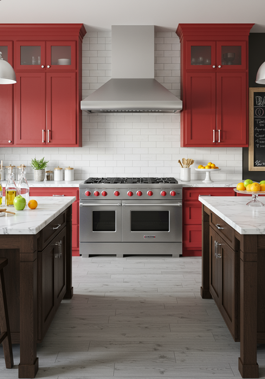 retro kitchens ideas red drawers and cabinets