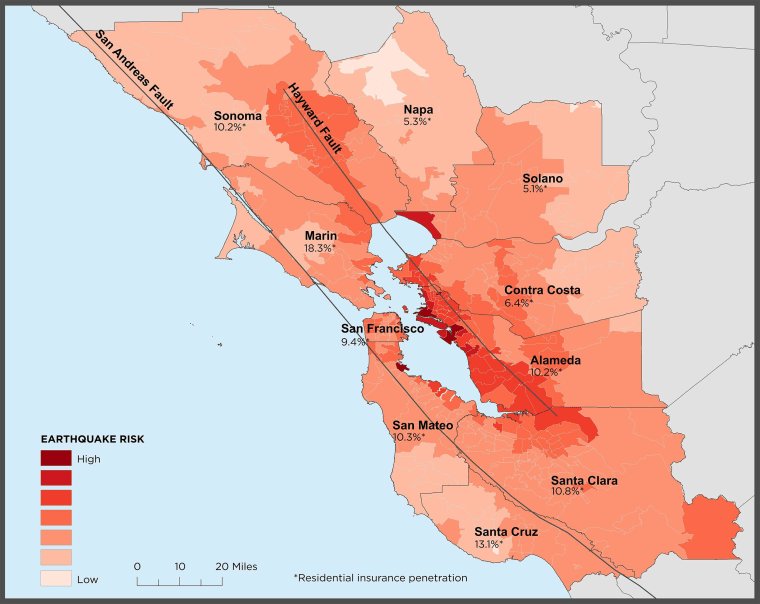 Bay Area earthquake risk zones map &mdash; CEA / USGS