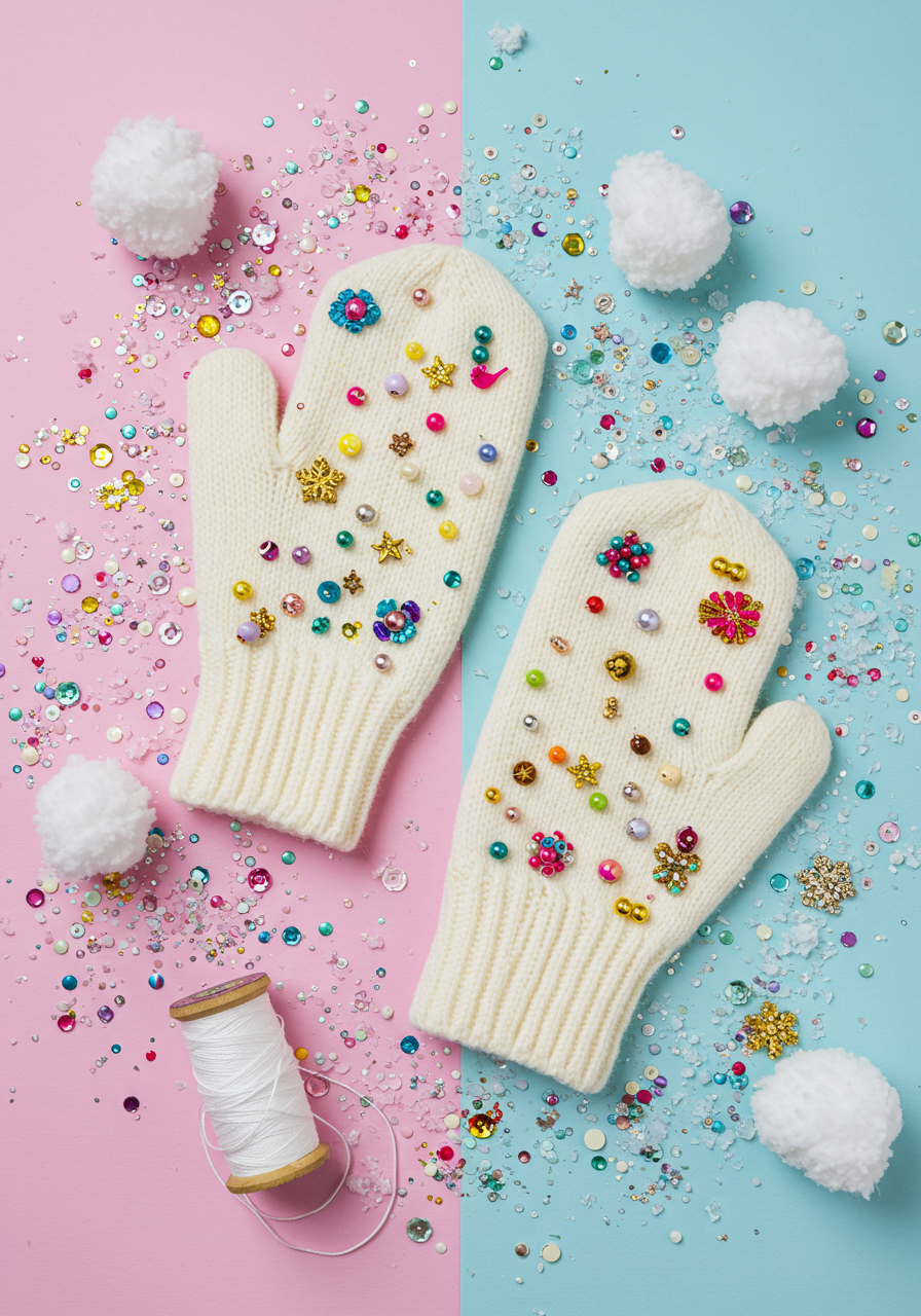 winter crafts beaded mittens
