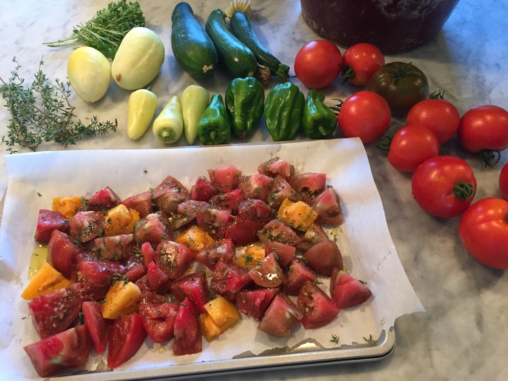 Heirloom tomatoes, peppers and squash from local farms near Jackson Hole