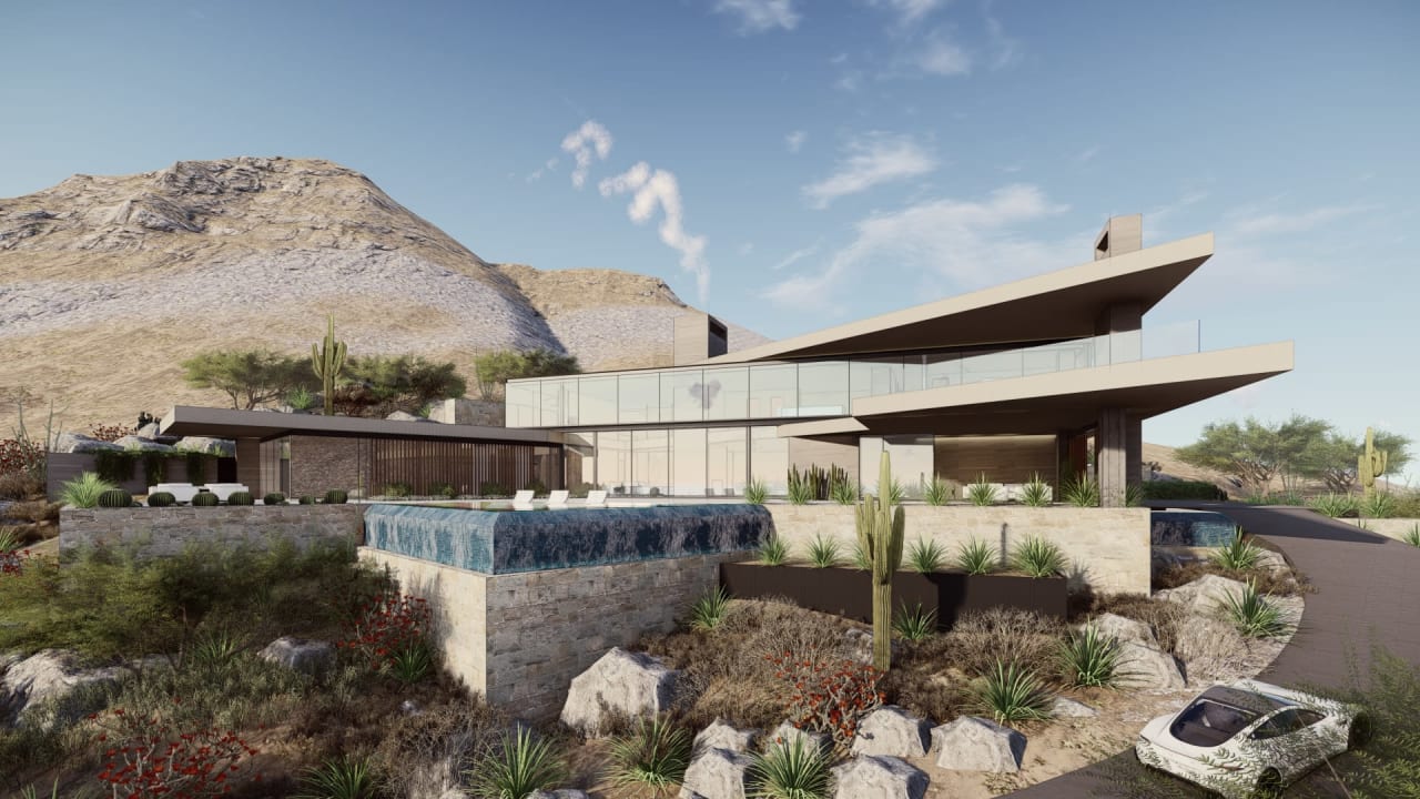 Ultra luxury modern hillside home with negative edge pool