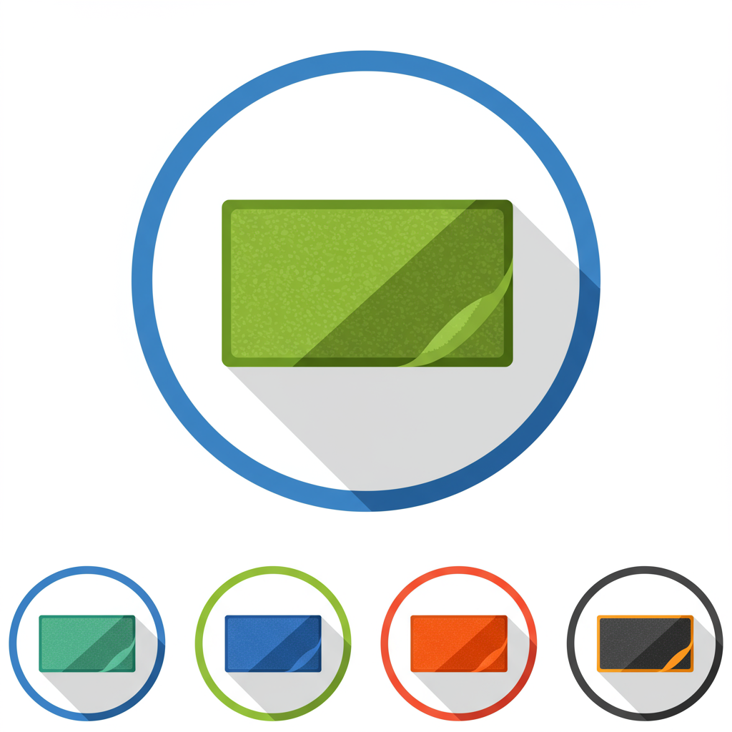 A green wallet icon with smaller teal, blue, orange, and dark versions below.