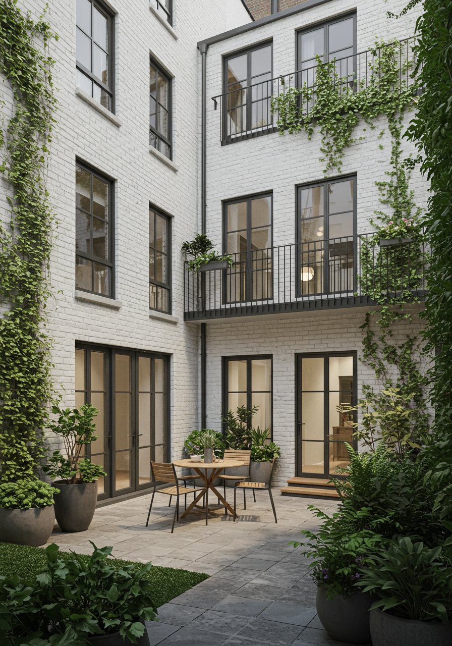 Image may contain City Architecture Building House Housing Staircase Urban Desk Furniture Table and Chair