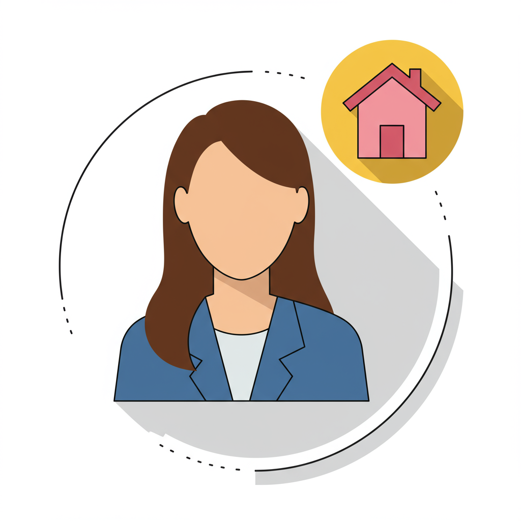 Real estate agent and house symbol representing home selling.