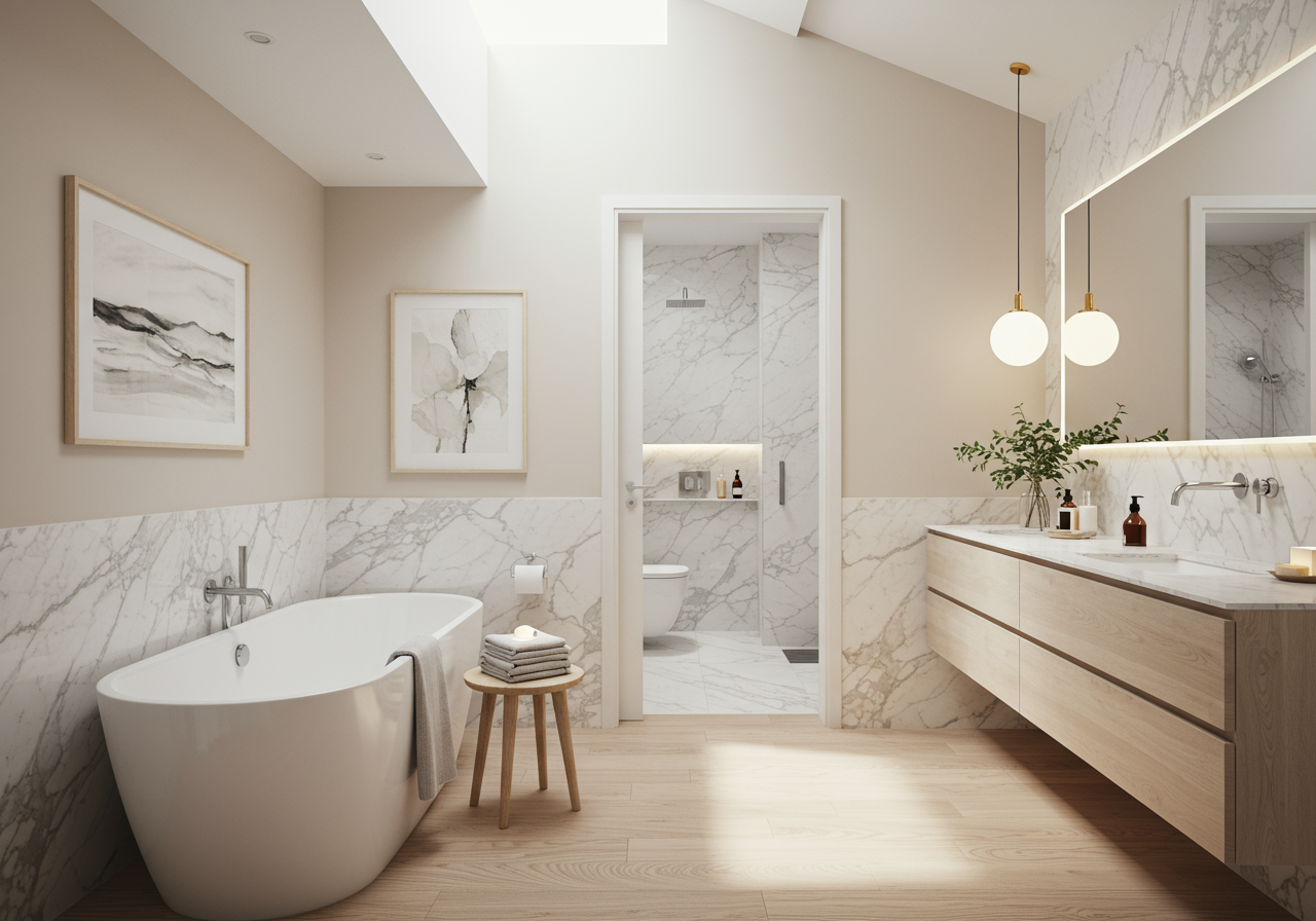 Image may contain Corner Indoors Interior Design Bathing Bathtub Person Tub Sink and Sink Faucet