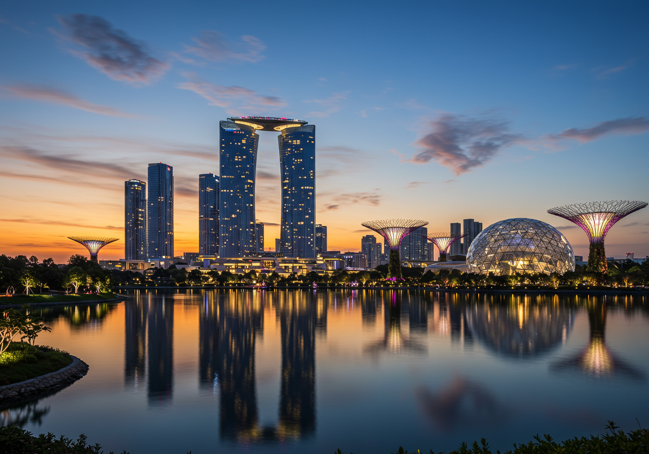 Singapore glowing at night